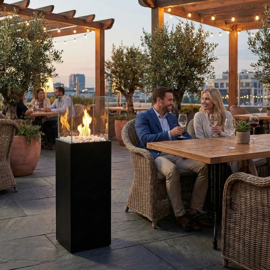 Cheminée au bioéthanol ALICANTE 26,5x80,5 cm 2kW noire + housse de protection