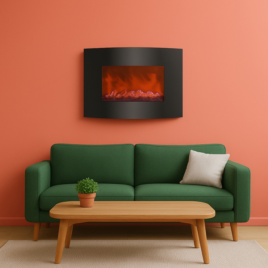 Cheminée électrique à LED avec chauffage LED/2000W/230V + télécommande