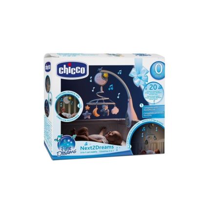 Chicco - Kinderbedje Hanger met Geluid 3in1 NEXT2DREAMS 3xAA blauw