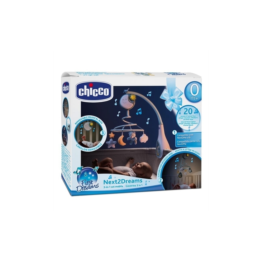 Chicco - Kinderbedje Hanger met Geluid 3in1 NEXT2DREAMS 3xAA blauw