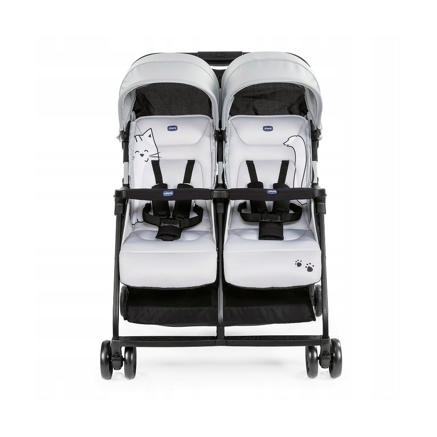 Chicco - Kinderwagen voor tweelingen OHLALA TWIN Silver Kat zilver