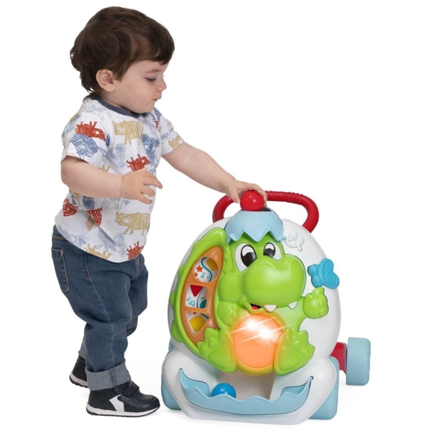 Chicco - Loopwagentje met activiteiten en geluid 2in1 DINO 2xAA