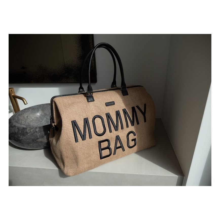 Childhome - Luiertas MOMMY BAG RAFFIA LOOK beige