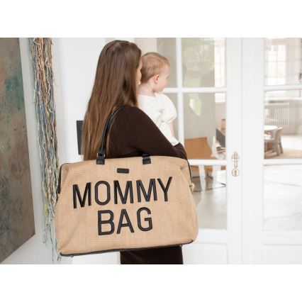Childhome - Luiertas MOMMY BAG RAFFIA LOOK beige