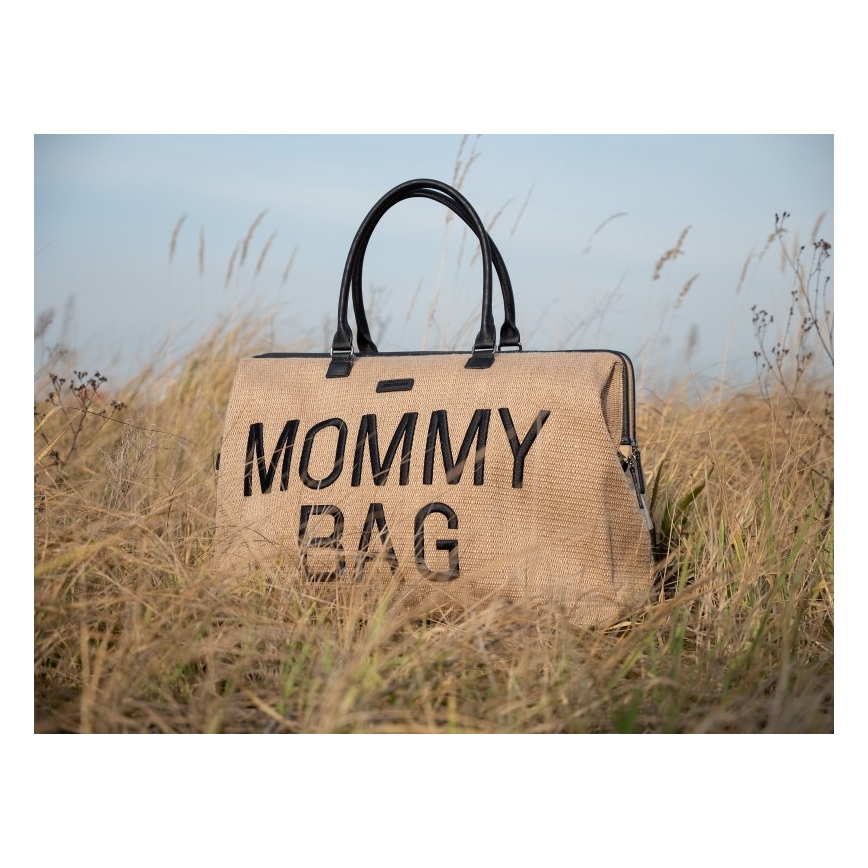Childhome - Sac à langer MOMMY BAG RAFFIA LOOK beige