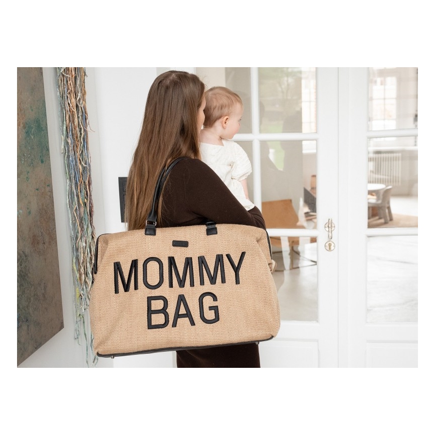 Childhome - Sac à langer MOMMY BAG RAFFIA LOOK beige