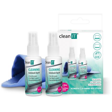 CLEAN IT CL-182 - Schermreinigingsoplossing met doek 2x 30 mm
