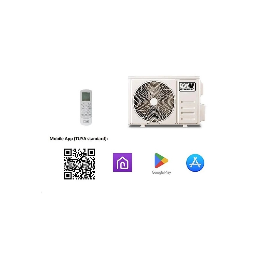 Climatiseur 12K V1 3,65 kW 12000 BTU Wi-Fi Tuya blanc + télécommande