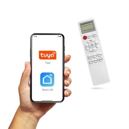 Climatiseur solaire hybride 3,5 kW Tuya Wi‑Fi blanc + télécommande