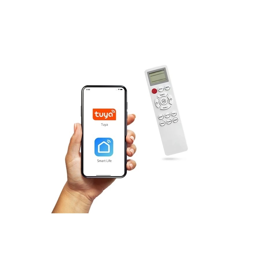 Climatiseur solaire hybride 5 kW Tuya Wi-Fi blanc + télécommande