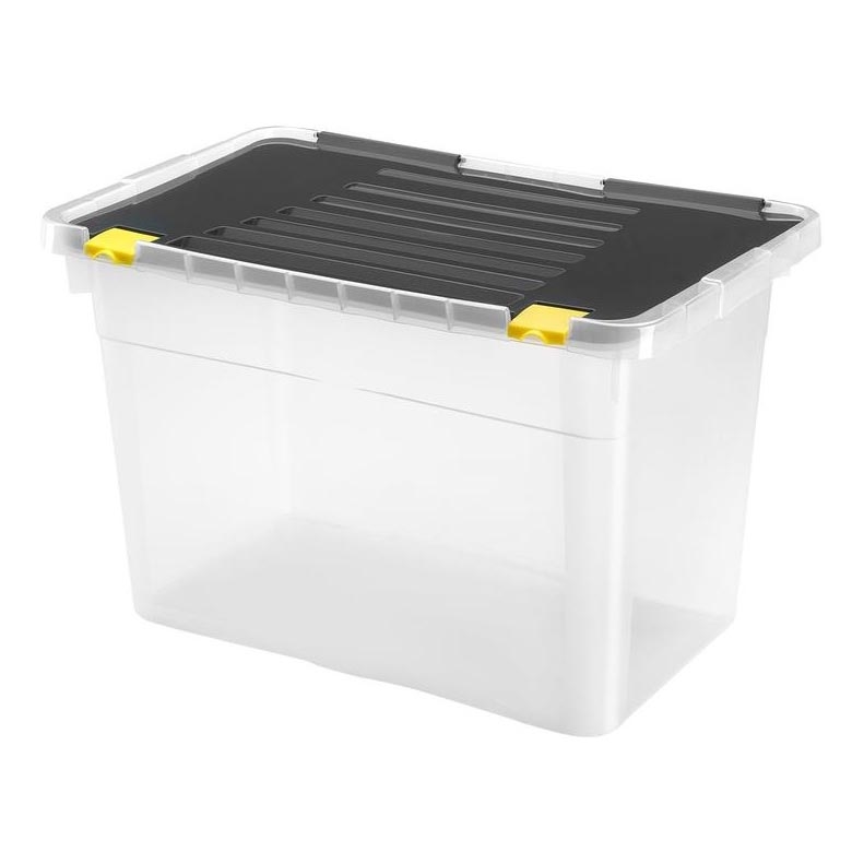 Coffre de rangement 54 l noir/transparent