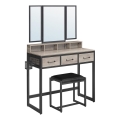 Coiffeuse avec tabouret 28,6x42 cm FLORA gris/noir