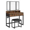 Coiffeuse avec tabouret 28,6x42 cm FLORA marron/noir