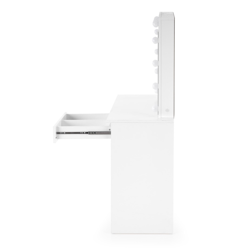 Coiffeuse HOLLYWOOD 140x94 cm blanche avec éclairage LED intégré