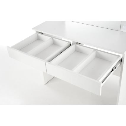 Coiffeuse HOLLYWOOD 140x94 cm blanche avec éclairage LED intégré