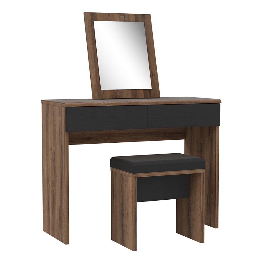 Coiffeuse JUNO + tabouret 45x29,6 cm brun/noir