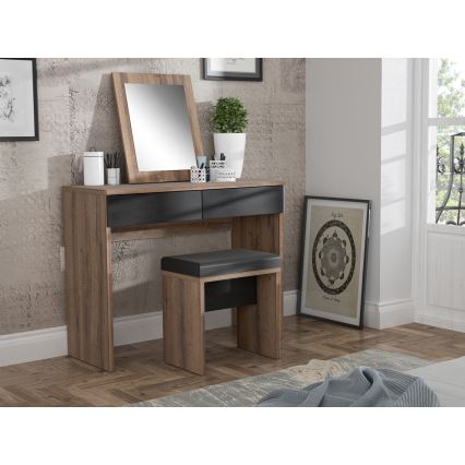 Coiffeuse JUNO + tabouret 45x29,6 cm brun/noir