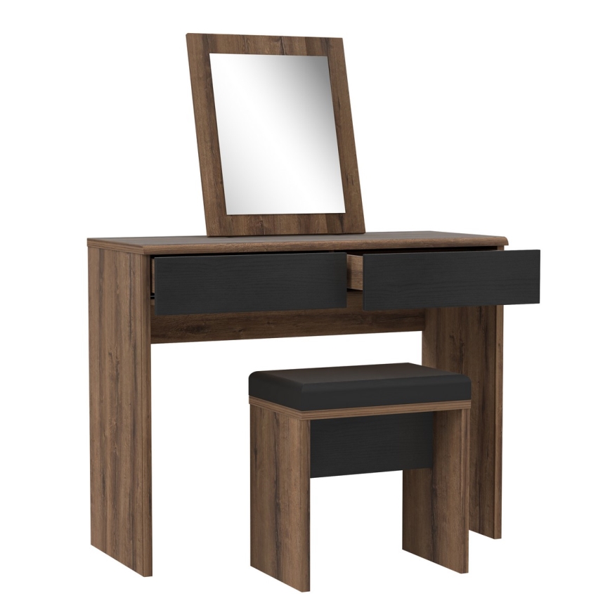 Coiffeuse JUNO + tabouret 45x29,6 cm brun/noir