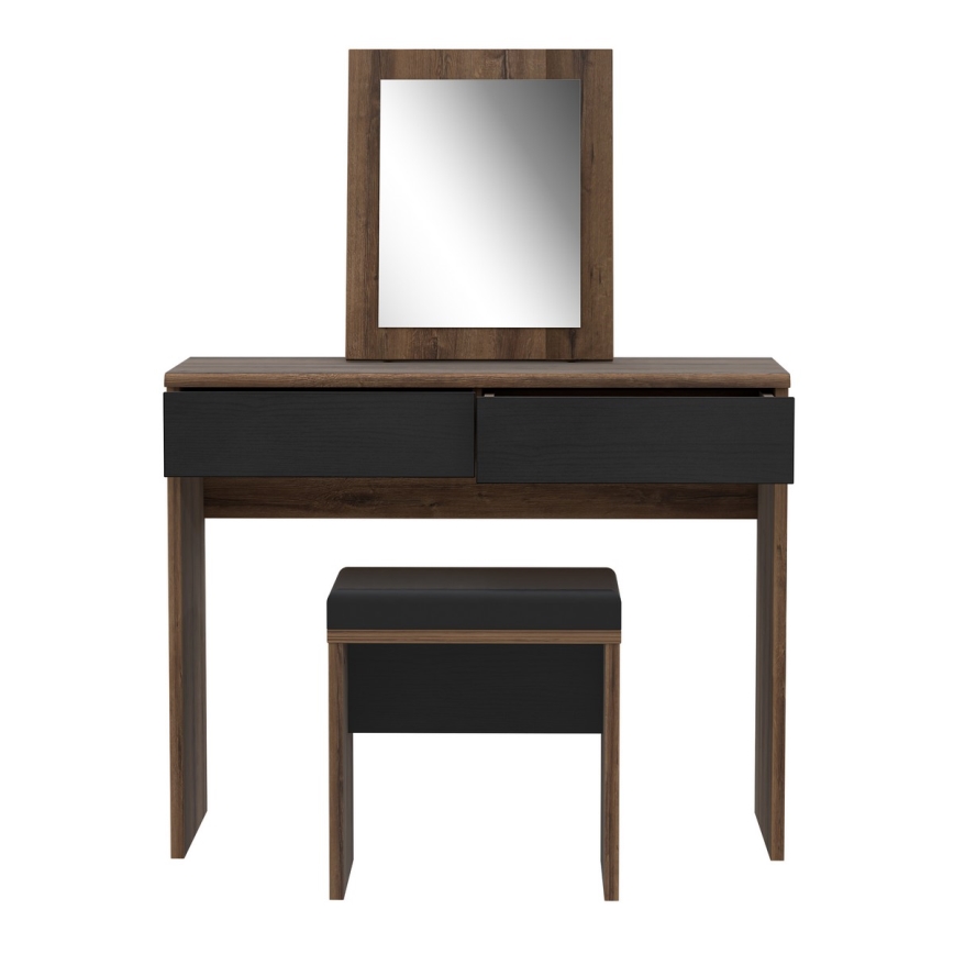 Coiffeuse JUNO + tabouret 45x29,6 cm brun/noir