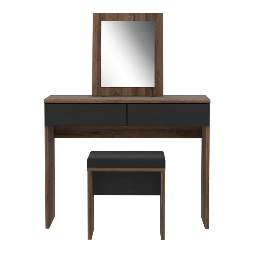 Coiffeuse JUNO + tabouret 45x29,6 cm brun/noir
