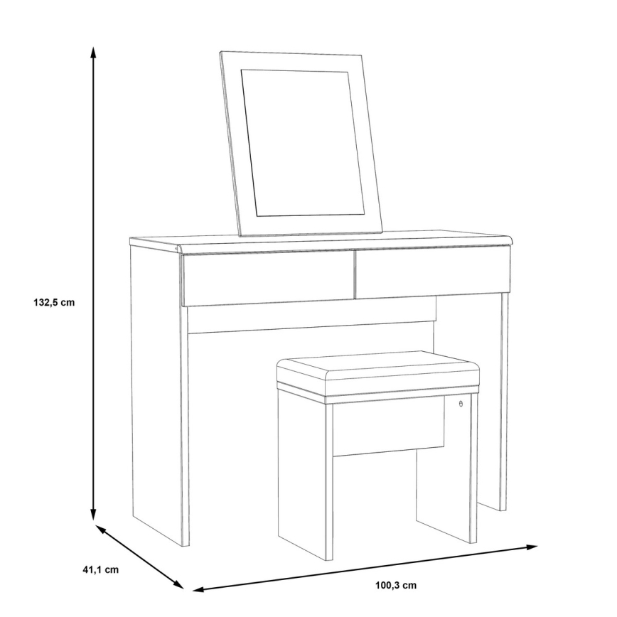 Coiffeuse JUNO + tabouret 45x29,6 cm brun/noir