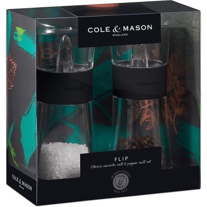 Cole&Mason - Coffret de moulins à sel et poivre FLIP 2 pièces 15,4 cm noir