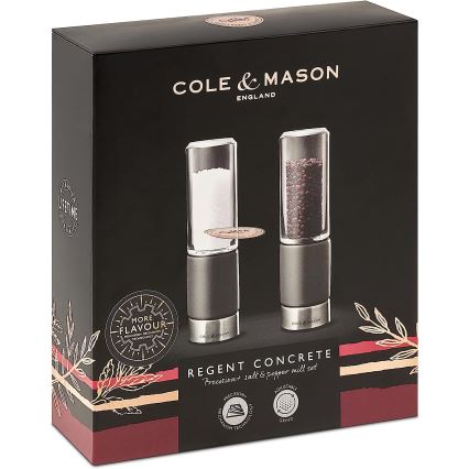 Cole&Mason - Coffret de moulins à sel et poivre REGENT CONCRETE 2 pcs béton 18 cm