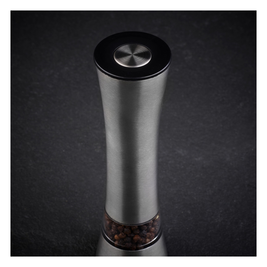 Cole&Mason - Elektrisch salt or pepper grinder BURFORD 4xAAA 18 cm mat chroom