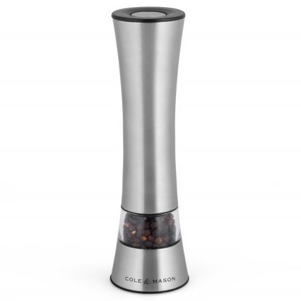 Cole&Mason - Elektrisch salt or pepper grinder BURFORD 4xAAA 18 cm mat chroom