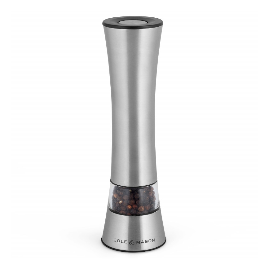 Cole&Mason - Elektrisch salt or pepper grinder BURFORD 4xAAA 18 cm mat chroom