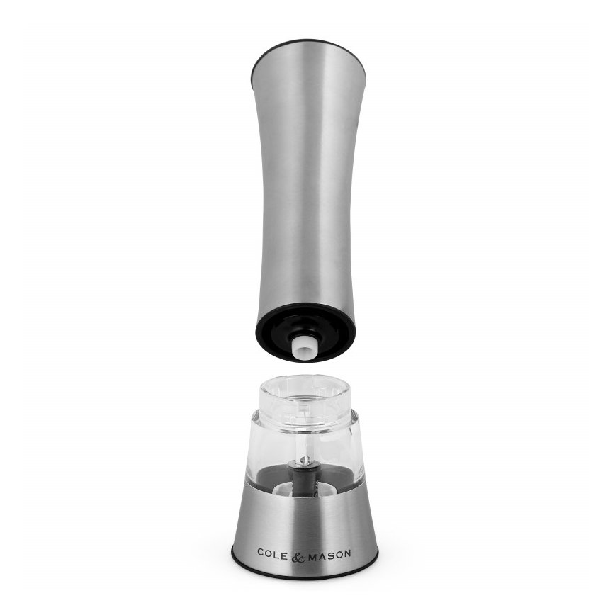 Cole&Mason - Elektrisch salt or pepper grinder BURFORD 4xAAA 18 cm mat chroom
