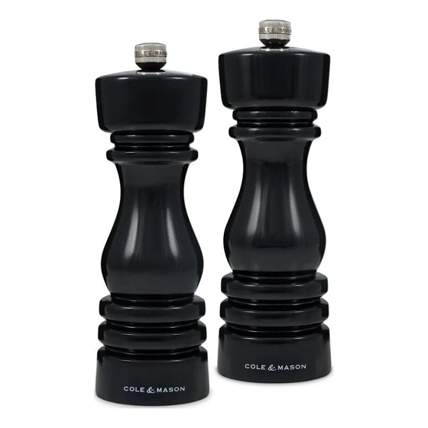 Cole&Mason - Lot de moulin à sel et à poivre LONDON 2 pcs 18 cm hêtre/noir