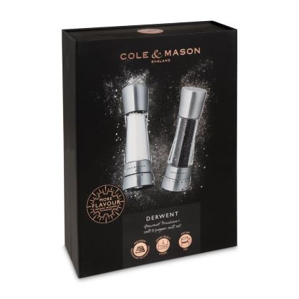 Cole&Mason - Set zout- en pepermolens DERWENT 2 stuks 19 cm glanzend chroom