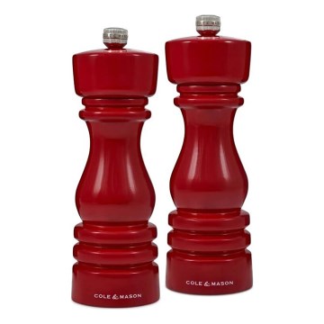 Cole&Mason - Set zout- en pepermolens LONDON 2 st. 18 cm beuken/rood