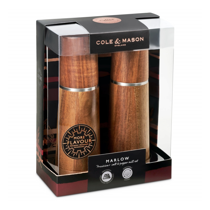 Cole&Mason - Set zout- en pepermolens MARLOW acacia 2 stuks 18,5 cm