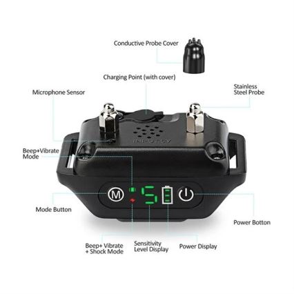 Collier anti aboiement pour chien 52cm 3,7V 300 mAh IP67