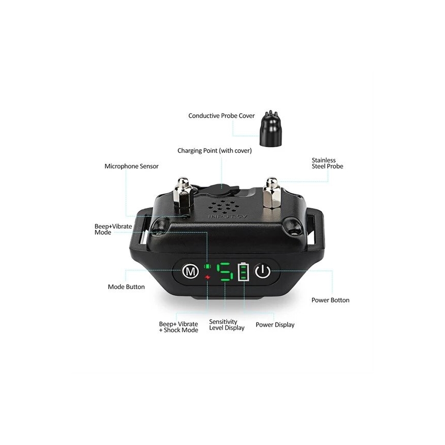 Collier anti aboiement pour chien 52cm 3,7V 300 mAh IP67