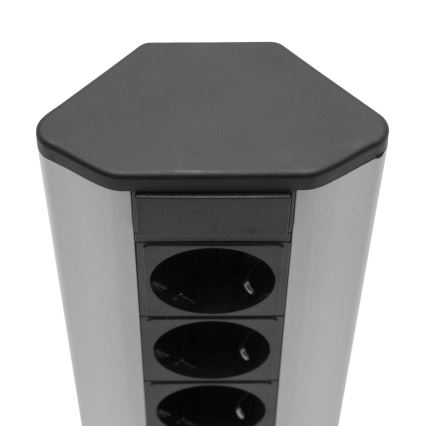 Colonne d'angle à 3 prises 230 V + 2 ports USB-A, noir/argent