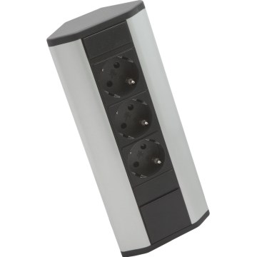 Colonne d'angle à 3 prises 230 V noir/argent