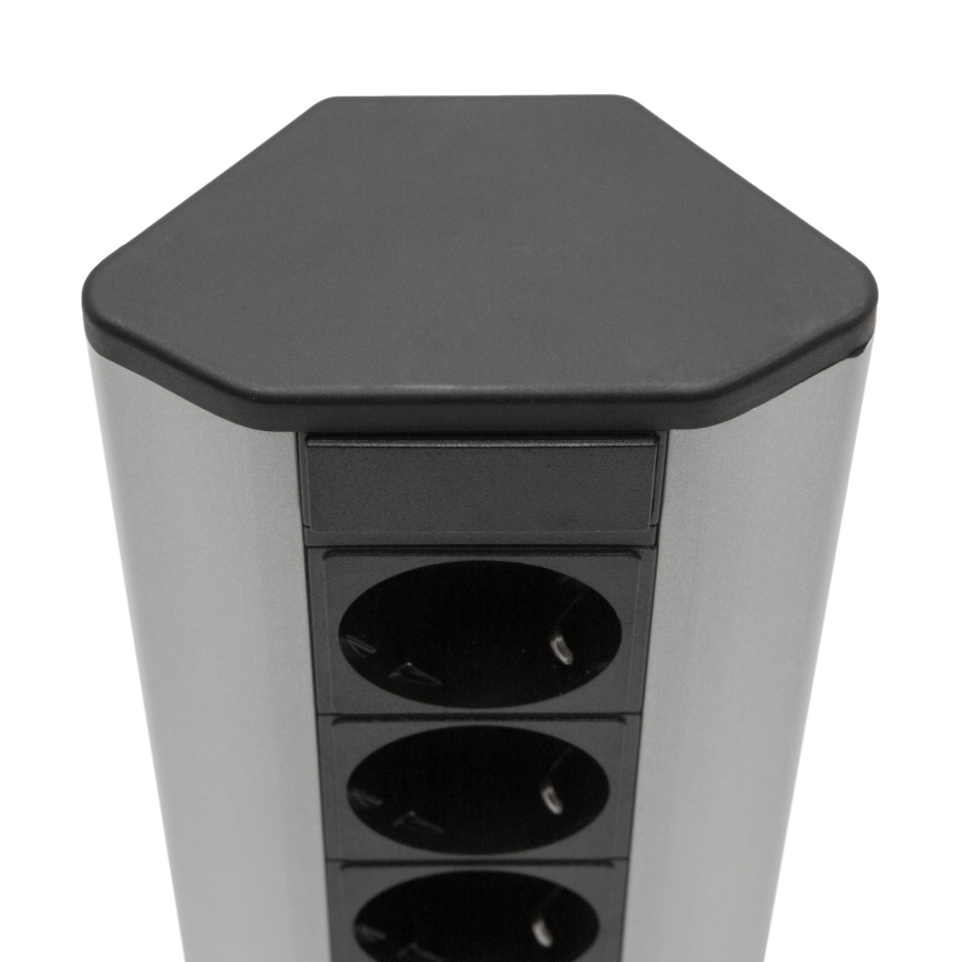 Colonne d'angle à prises 4x230V + 2xUSB-A noir/argenté