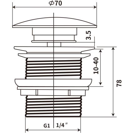 COMAD CLICK-CLACK T201MFG-3 - Bonde de lavabo CLICK-CLACK d. 7 cm mat vert
