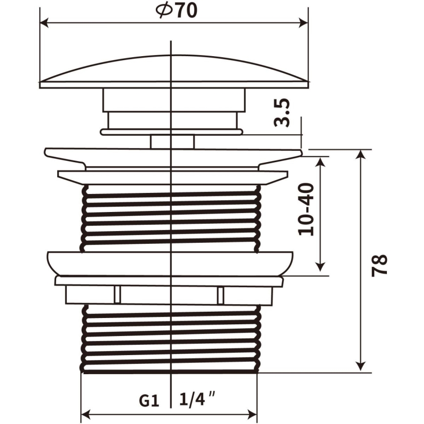 COMAD CLICK-CLACK T201MFG-3 - Bonde de lavabo CLICK-CLACK d. 7 cm mat vert