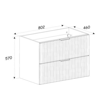 COMAD XILO BLACK WOTAN 82-80-D-2S - Wastafelonderkast XILO 57x80,2 cm zwart/Wotan eiken