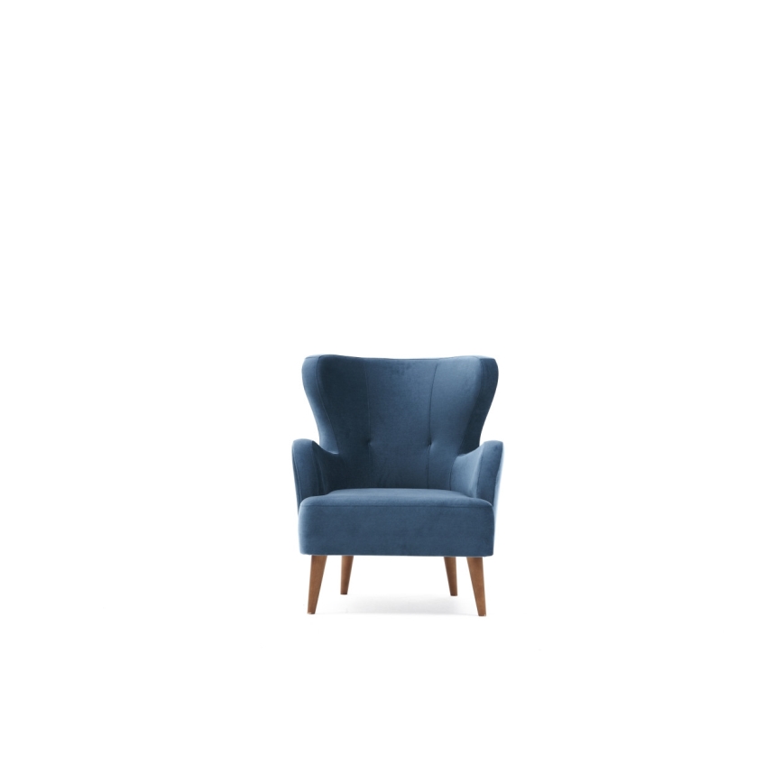 Comfortabele vleugelstoel NEKO in blauw