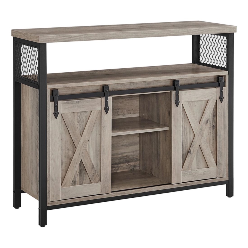 Commode à portes coulissantes FIRA taupe/noir