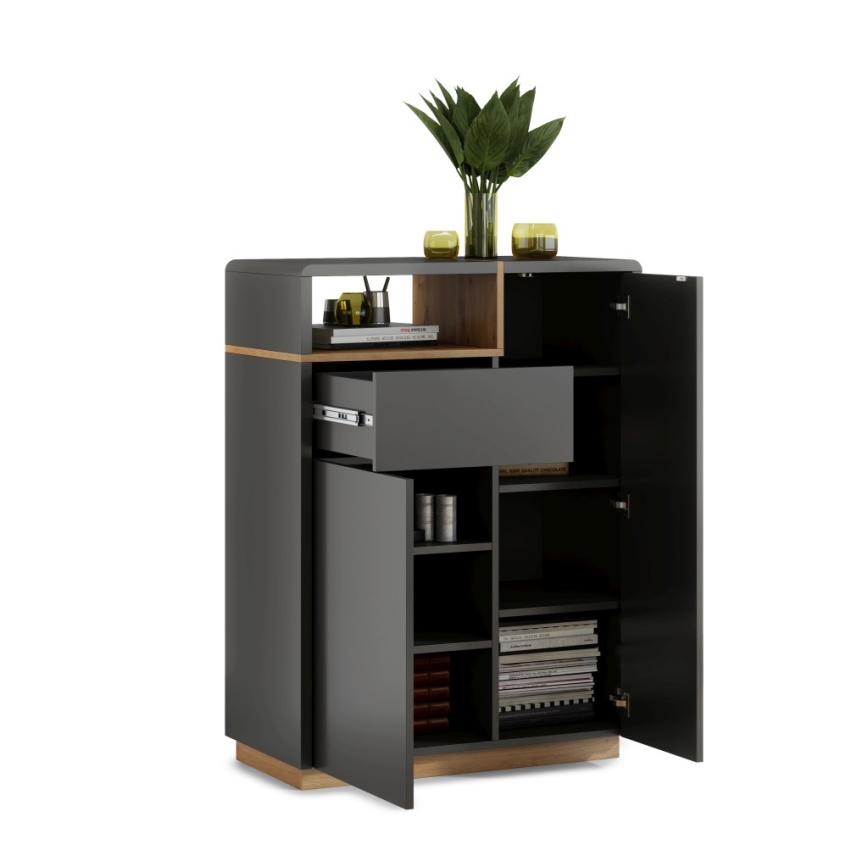 Commode à tiroir FRED, anthracite/chêne artisan