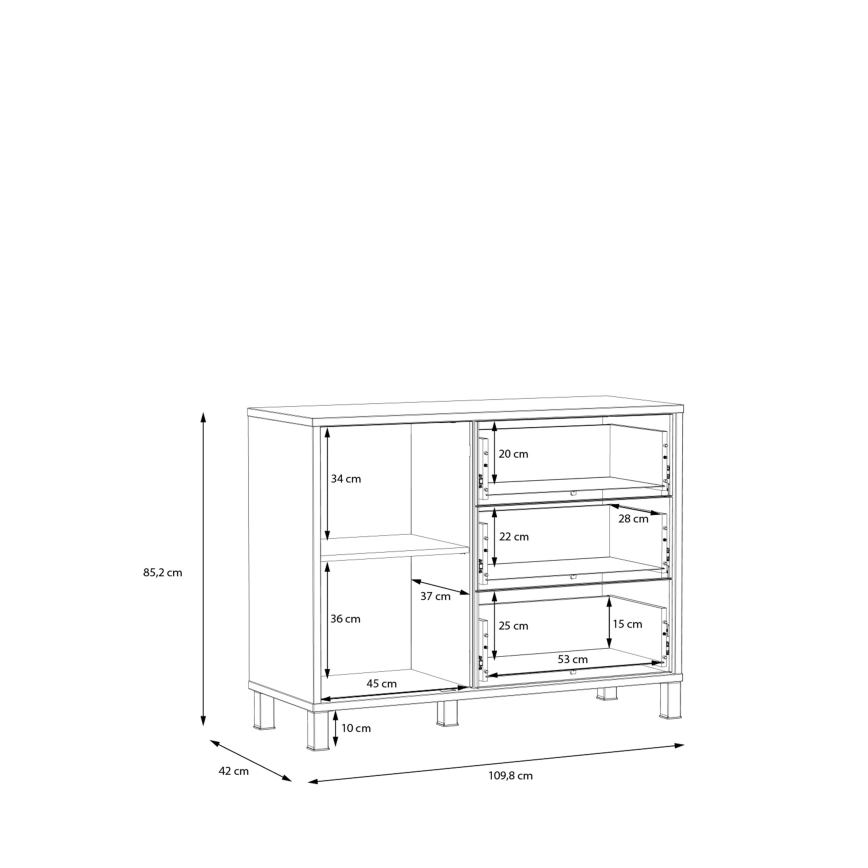 Commode à tiroirs OREN marron/noir