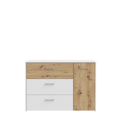 Commode à tiroirs URO chêne artisan/ blanche