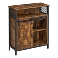 Commode avec porte coulissante FIRA marron/noir
