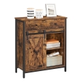 Commode avec portes coulissantes et tiroirs FIRA marron/noir